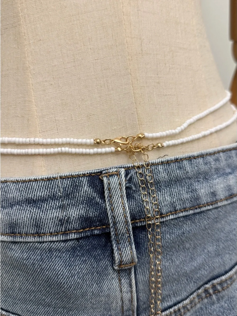 Layered Waist Chains Women White Beaded Shell Starfish Beach Belly Chain